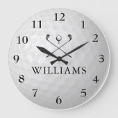 Personalisiert Individuelle Name Golf Ball Große Wanduhr (Vorderseite)