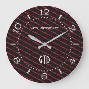 Personalisiert Industrial Automotive Textures Red  Große Wanduhr