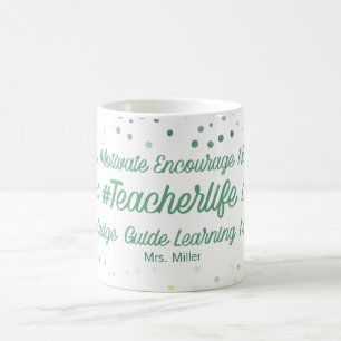 Personalisiert Inspirierend Lehrer Grüner Text Kaffeetasse