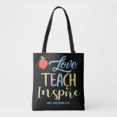 Personalisiert Inspiriert Teacher für buntes Zitat Tasche (Vorderseite)