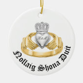 Personalisiert Irish Claddagh - Nollaig Shona Duit Keramik Ornament (Vorne)