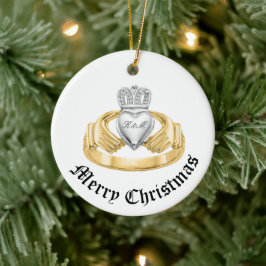 Personalisiert Irish Claddagh - Nollaig Shona Duit Keramik Ornament