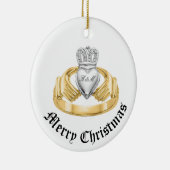Personalisiert Irish Claddagh - Nollaig Shona Duit Keramik Ornament (Rechts)