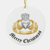 Personalisiert Irish Claddagh - Nollaig Shona Duit Keramik Ornament (Vorne)