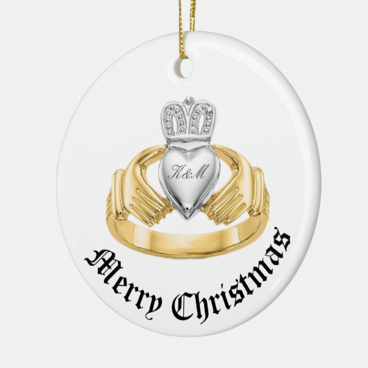 Personalisiert Irish Claddagh - Nollaig Shona Duit Keramik Ornament (Links)