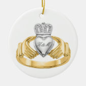 Personalisiert Irish Claddagh Ring Keramik Ornament (Vorne)