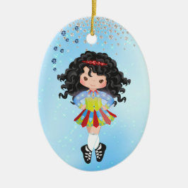 Personalisiert Irish Dance Black Hair Girl Weihnac Keramik Ornament