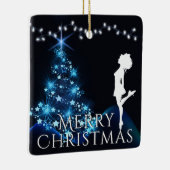 Personalisiert Irish Dance Blue Christmas Tree Keramikornament (Rechts)