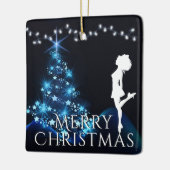 Personalisiert Irish Dance Blue Christmas Tree Keramikornament (Links)