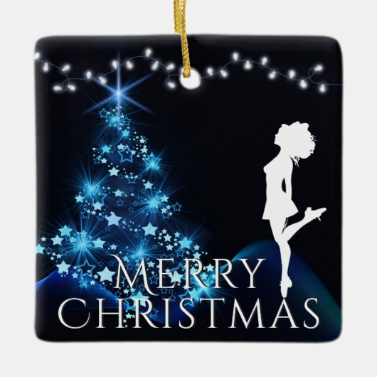 Personalisiert Irish Dance Blue Christmas Tree Keramikornament (Vorderseite)
