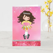 Personalisiert Irish Dance Brünett Girl Geburtstag Karte (Gelbe Blume)