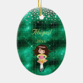 Personalisiert Irish Dance Brünett Girl Keramik Ornament (Hinten)
