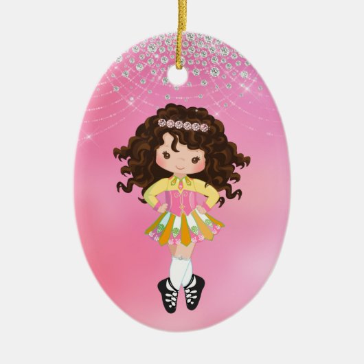 Personalisiert Irish Dance Brünett Girl Keramik Ornament (Vorne)