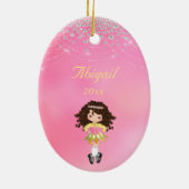 Personalisiert Irish Dance Brünett Girl Keramik Ornament (Hinten)