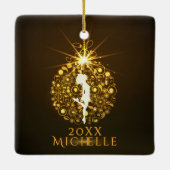Personalisiert Irish Dance Golden Christmas Keramikornament (Rückseite)