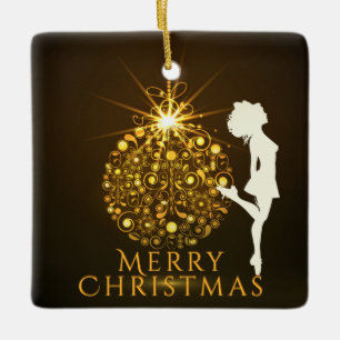Personalisiert Irish Dance Golden Christmas Keramikornament