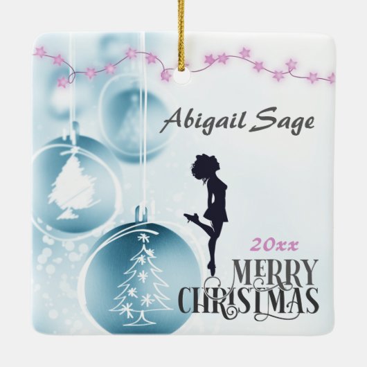 Personalisiert Irish Dance Hard Shoe Blue Christma Keramikornament (Rückseite)