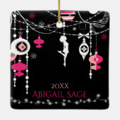 Personalisiert Irish Dance Pink Black Christmas Keramikornament (Rückseite)