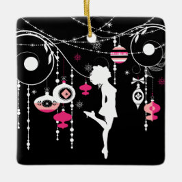 Personalisiert Irish Dance Pink Black Christmas Keramikornament