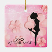 Personalisiert Irish Dance Pink Kleeblatts Weihnac Keramikornament (Rückseite)