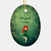 Personalisiert Irish Dance Red Hair Christmas Keramik Ornament (Hinten)