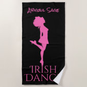 Personalisiert Irish Dancer Black and Pink Dance Strandtuch (Vorderseite)