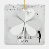 Personalisiert Irish Dancer Clover Dance Weihnacht Keramikornament (Rückseite)