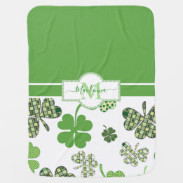 Personalisiert Irish Green Clover St Patrick's Babydecke