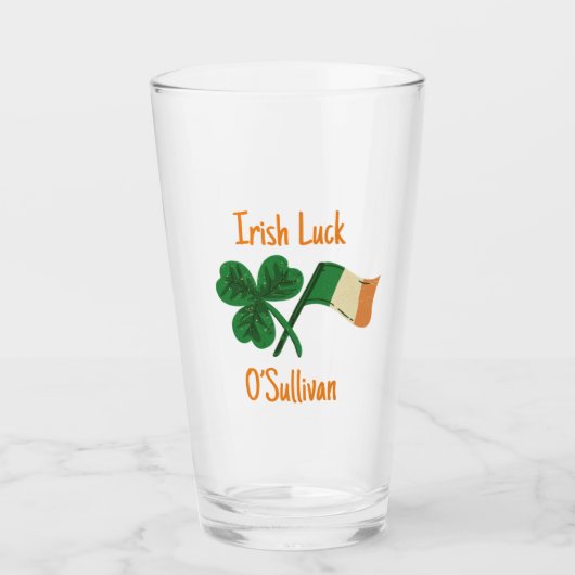Personalisiert Irish Luck Clover Beer Glass Tumble Glas (Vorderseite)