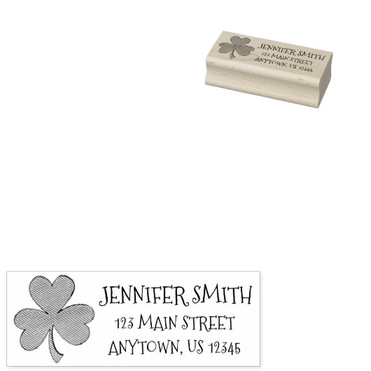 Personalisiert Irish Lucky Clover Kleeblatt-Adress Gummistempel (Stempel)