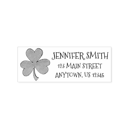 Personalisiert Irish Lucky Clover Kleeblatt-Adress Gummistempel (Prägung)