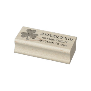 Personalisiert Irish Lucky Clover Kleeblatt-Adress Gummistempel