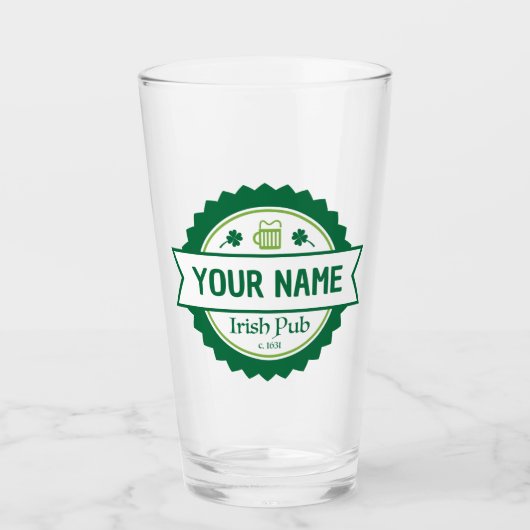 Personalisiert Irish Pub 16 oz. Bierglas Glas (Vorderseite)