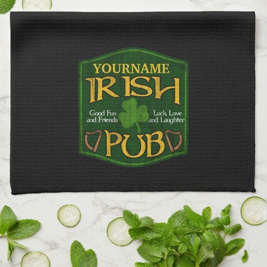 Personalisiert Irish Pub Sign Man Cave Bar Geschirrtuch (Gefaltet)