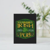 Personalisiert Irish Pub Sign Postkarte (Stehend Vorderseite)