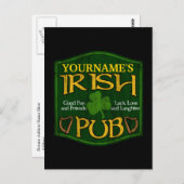 Personalisiert Irish Pub Sign Postkarte (Vorne/Hinten)