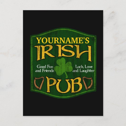 Personalisiert Irish Pub Sign Postkarte (Vorderseite)