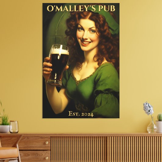 Personalisiert Irish Pub Sign | St. Patrick's Day Leinwanddruck (Insitu (Wohnzimmer))