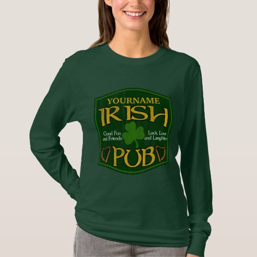 Personalisiert Irish Pub Sign St Patricks Day T-Shirt (Vorderseite)