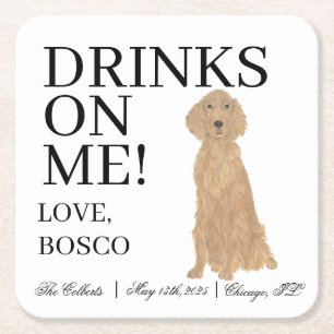 Personalisiert Irish Setter Dog Wedding Rechteckiger Pappuntersetzer