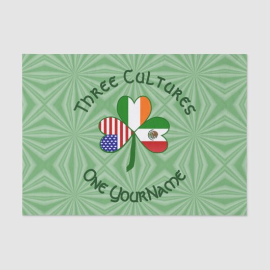 Personalisiert Irish USA Flags Kleeblatt Seidenpapier (Vorderseite)