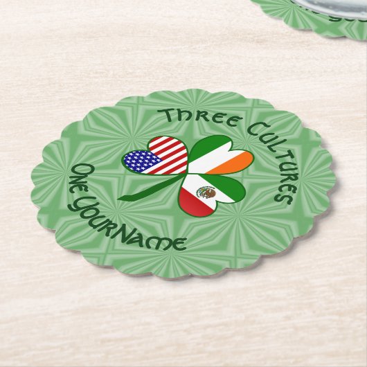 Personalisiert Irish USA Flags Kleeblatt Untersetzer (angewinkelt)