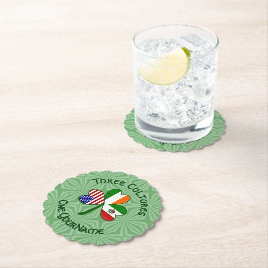 Personalisiert Irish USA Flags Kleeblatt Untersetzer (Vor Ort)