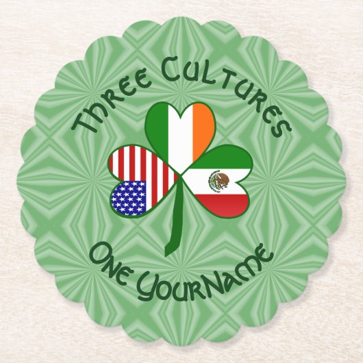 Personalisiert Irish USA Flags Kleeblatt Untersetzer (Vorderseite)