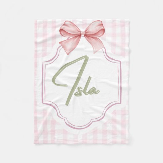 Personalisiert Isla Baby Girl Kinderzimmer Bow&Gin Fleecedecke (Vorderseite)