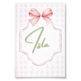 Personalisiert Isla Baby Girl Kinderzimmer Bow&Gin Fotodruck