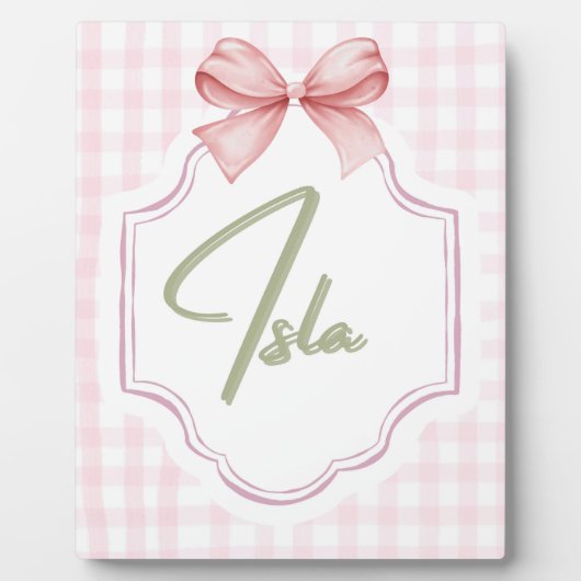 Personalisiert Isla Baby Girl Kinderzimmer Bow&Gin Fotoplatte (Vorderseite)