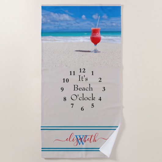 Personalisiert ist das Strandtuch O'clock Beach (Vorderseite)