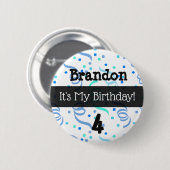 Personalisiert ist der Knopf meines Geburtstags Bl Button (Vorne & Hinten)