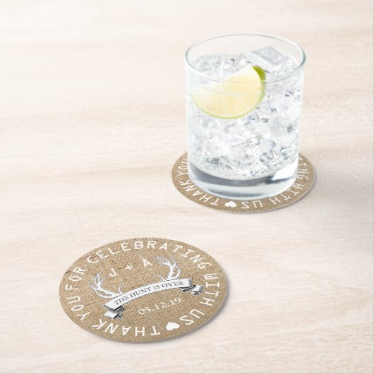 Personalisiert ist die Jagd über die Gastgeschenk Runder Pappuntersetzer (Vor Ort)